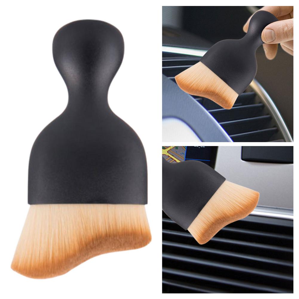 Cepillo de detalles de coche, cepillos de limpieza de interiores de coche, cepillo suave curvado para salpicadero, salida de aire, eliminación de polvo, herramientas de mantenimiento limpio