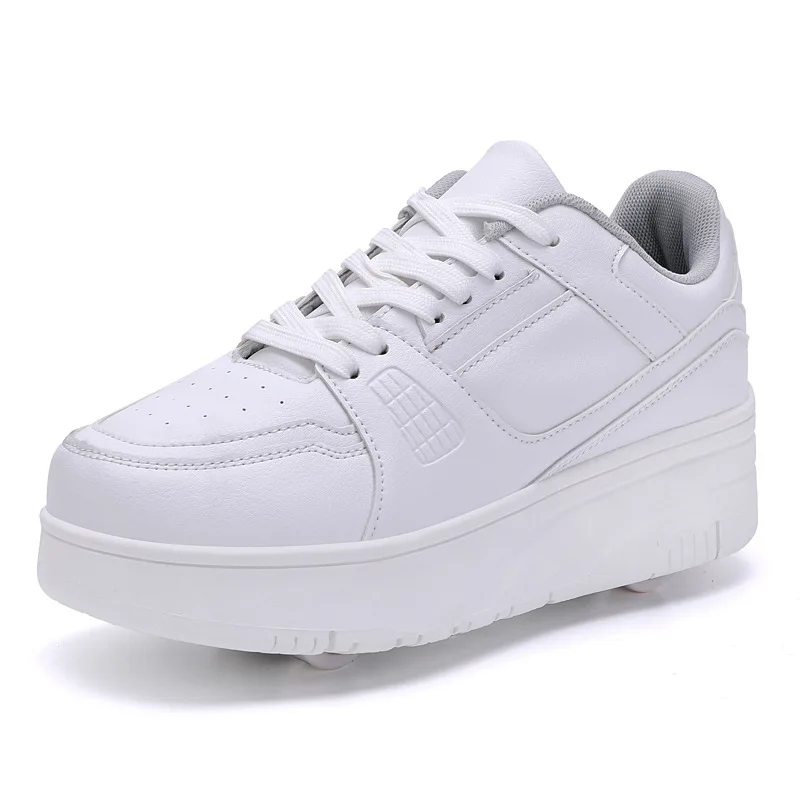 Amog Neue Rollschuhschuhe für Jungen und Mädchen, vier Räder, glatte Reitschuhe mit Rollen, Herren, Damen, Kinder, Eislaufschuhe: WHITE / 16