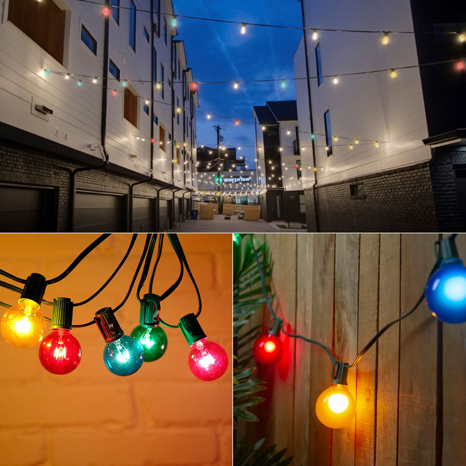 21m soldrevne led-lyskæder med  g40 pærer, guirlande til udendørs have, til jul, bryllupsfest, campingdekoration