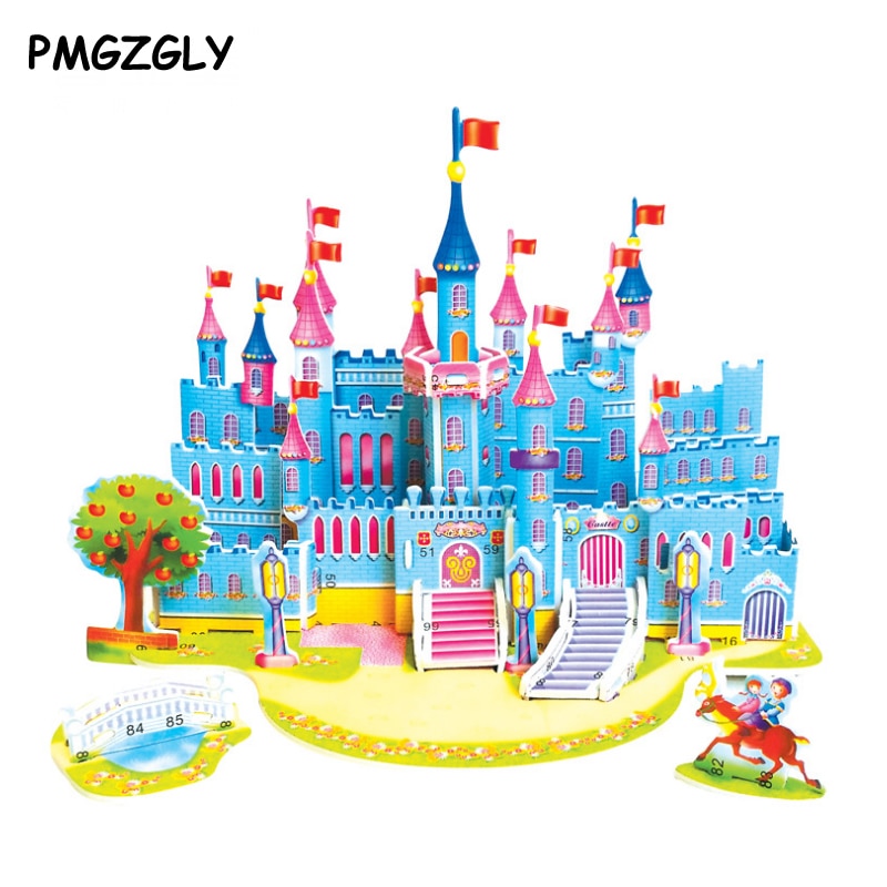3D jigsaw puzzles children kids toys educational Puzzles DIY Puzzle Jigsaw Baby Kid learning Castle pattern Children Houses