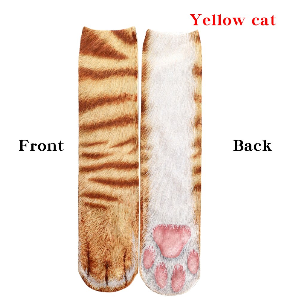 Bomuld sjove sokker kvinder kawaii print animal paw søde sokker 3d print hund kat pote afslappet glad høj ankel mænd sokker: 07