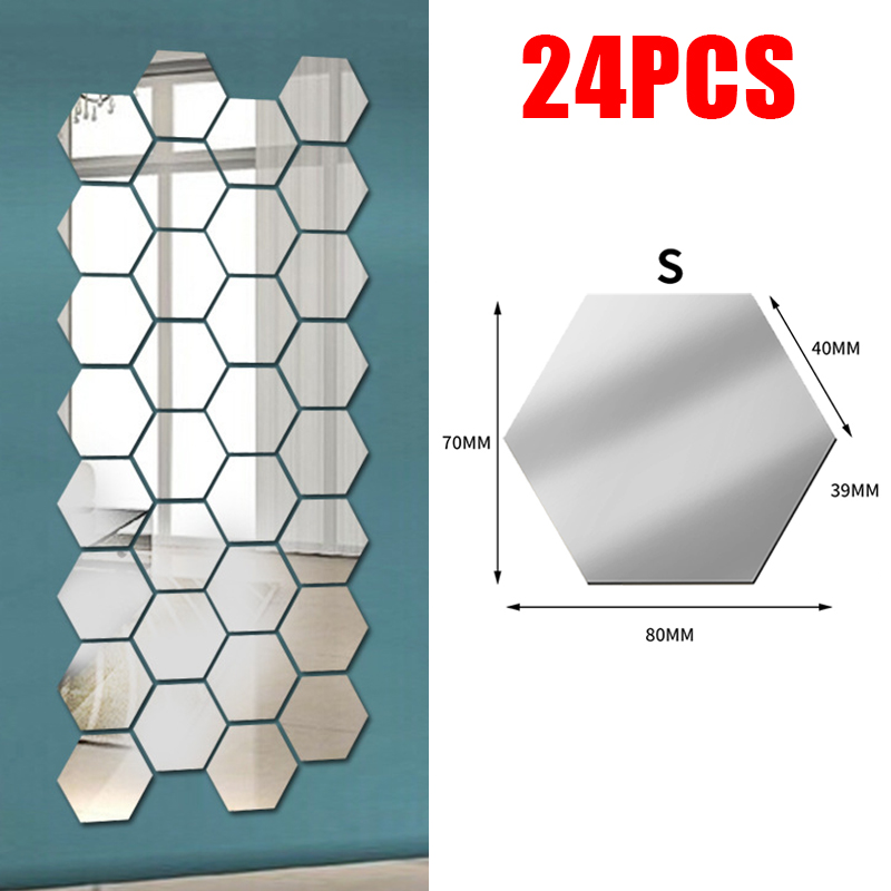 3D zeshoek spiegel muurstickers DIY muur spiegels sticker verwijderbare zelfklevende esthetische mozaïek tegels stickers woondecoratie