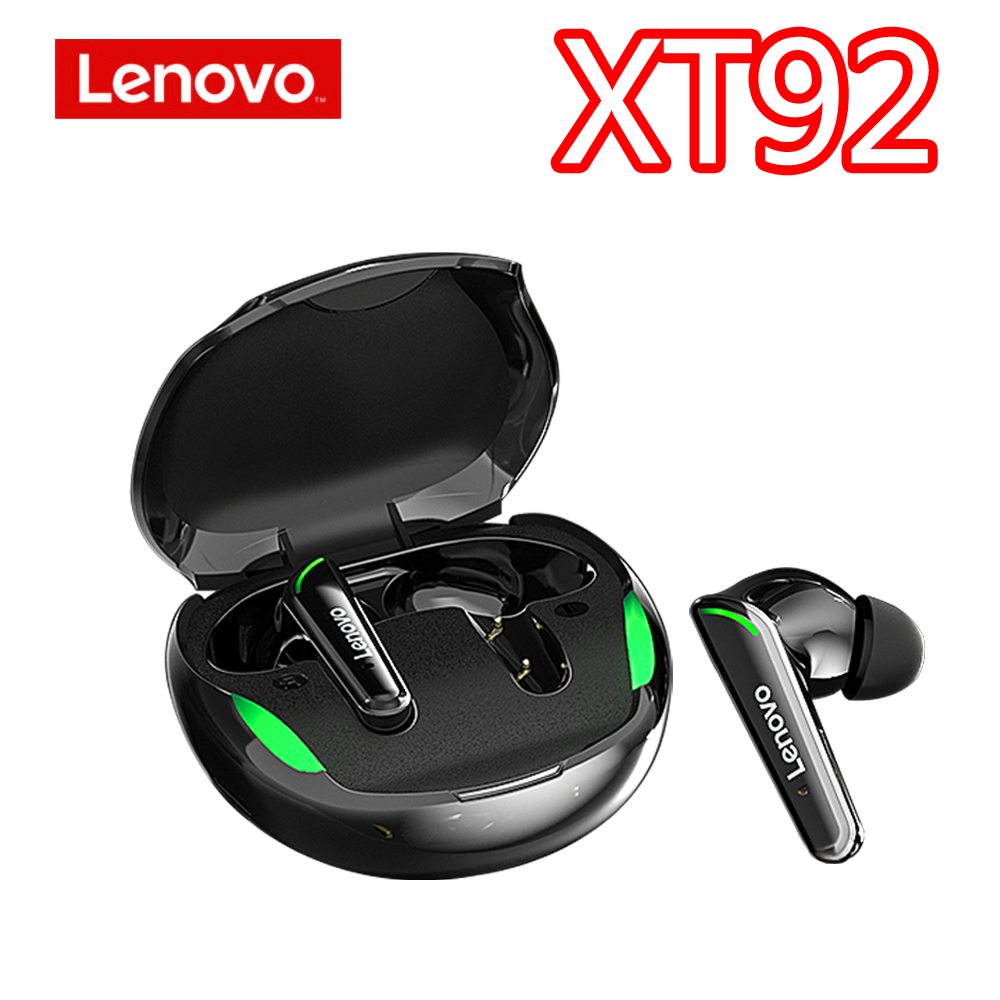 Lenovo XT90 XT92 Wireless Headphones Bluetooth Earphones TWS Headset Sports Low Latency Touch Control Waterproof Earbuds Fitness: XT92 Black