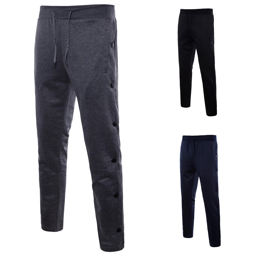 Pantalones deportivos swagwhath para hombre, pantalones casuales rectos pequeños y abiertos por el lateral con botón en el lateral, pantalones para hombre, ropa deportiva de chándal de Hip Hop