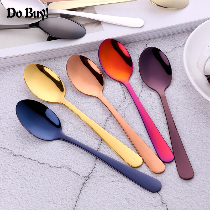 5 Pcs/Set Coffee Spoon Gold Spoon Gold Dinnerware Set Stainless Steel Coffee Spoon Dessert Tableware Kitchen Dinnerware Set