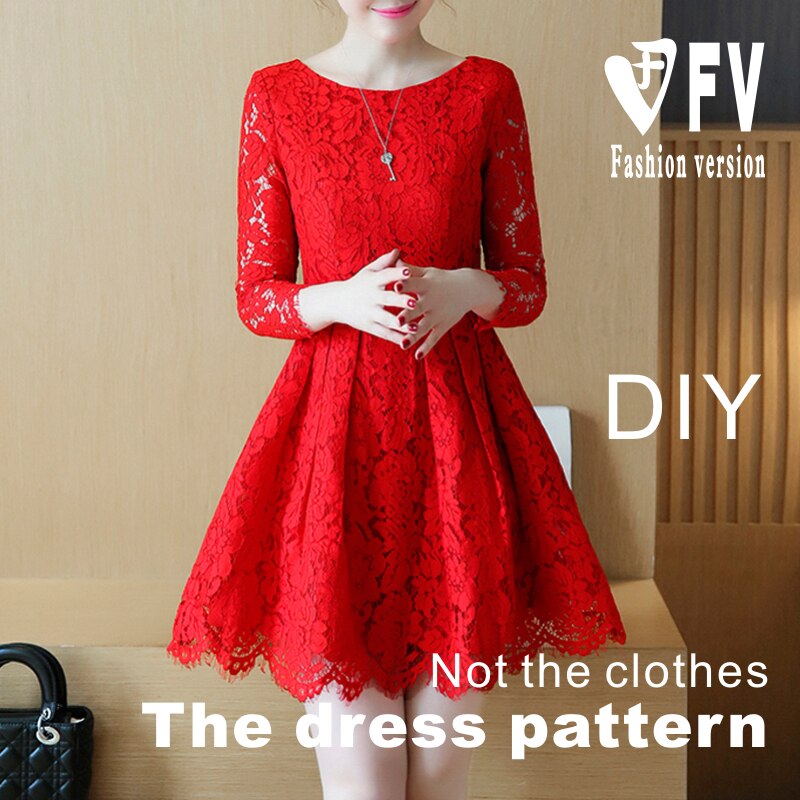 Sewing patterns for women stretch lace dress pattern swing mid-length 1:1 cutting picture BLQ-278
