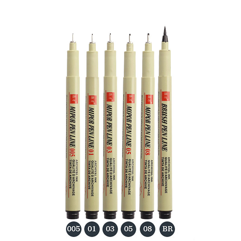 Pigment Liner Micron Pen Waterproof Art Markers brush pen Hand-Drawn Manga Sketch Needle Fineline Pen Supplies Stationery