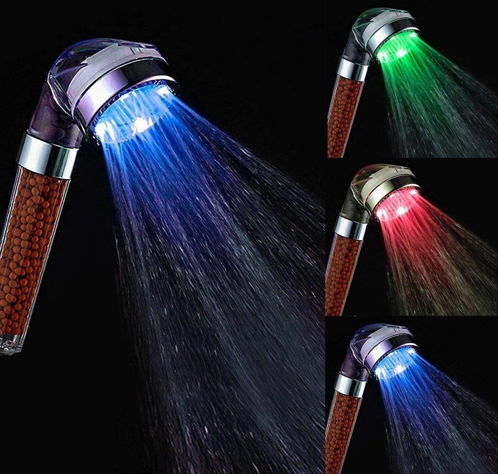 Led duschljus vattentemperaturstyrt färgskiftande led dusch, led duschmunstycke färg 7 växlande: 1019-3