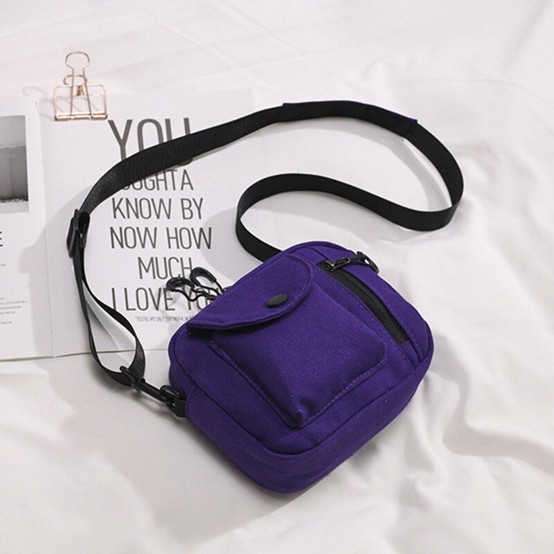 Korean Mini Student Bag Cell Phone Bags Simple Mini Crossbody Bags Casual Ladies Flap Shoulder Bag Girls Messenger Bag: Purple