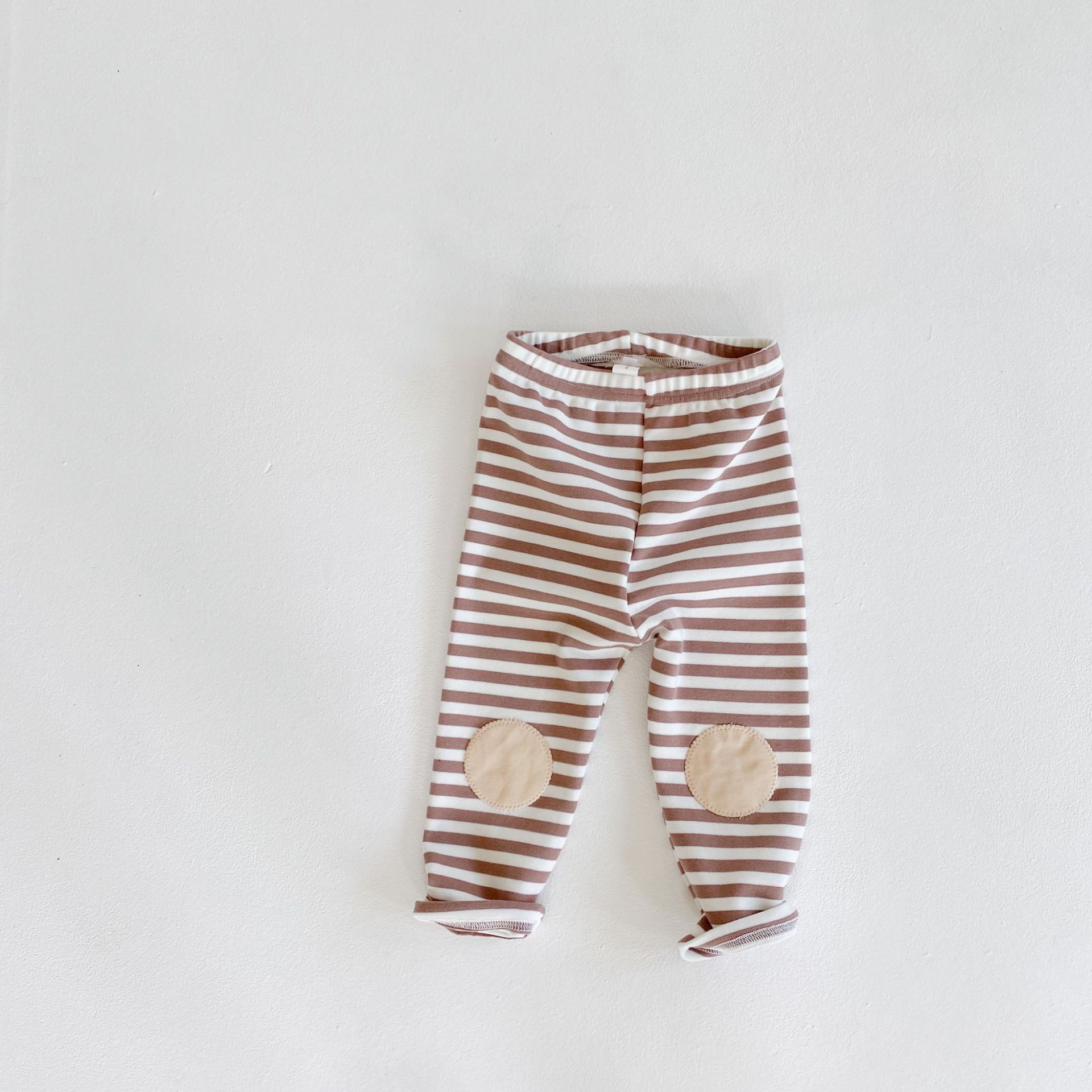 Höst bomullsbyxor baby flickor randiga leggings barn nyfödda byxor casual 0-24m: 95196 bruna / 24m