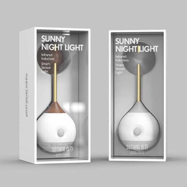 Sothing nachtlicht smart sensor tragbare infrarot-induktion usb-aufladung abnehmbare mijia nachtlampe für mi smart home: Holz und grau