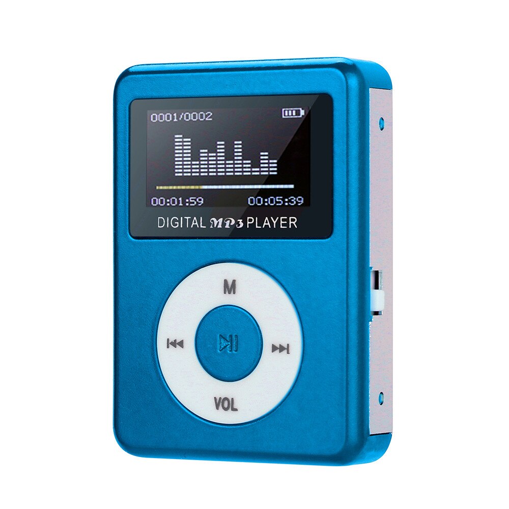 Usb Mini MP3 Speler Lcd-scherm Ondersteuning 32Gb Micro Sd Tf Card Speaker Stijlvolle Sport Muziekspeler: Blue 