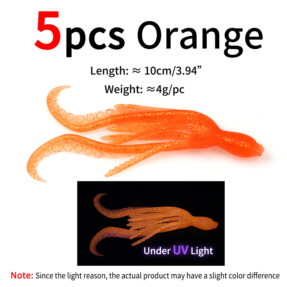 ELLLV 5 uds 10cm/4g cebo de calamar pulpo Fluo pargo de agua salada Pesca señuelo suave Material TPR Kabura Pesca Wobbler aparejos de Pesca: Blanco