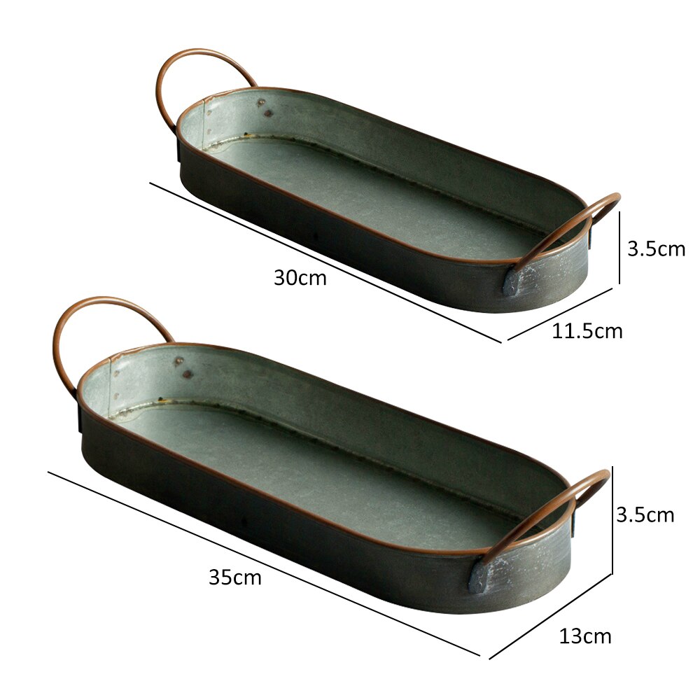 Retro Metal Storage Tray Old Wrought Iron Bread Basket Dessert Cake Fruit Container Plate Handle Kitchen Restaurant Table Decor
