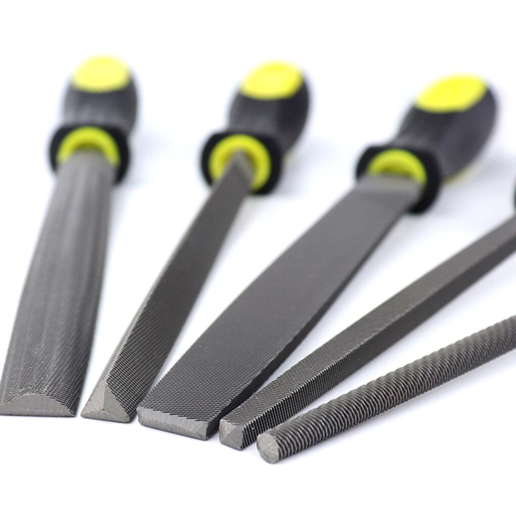 5pcs Medium-Toothed Metal Files Set for Metalworking Woodworking Steel Rasp File Flat Triangle Round Square Half-Round