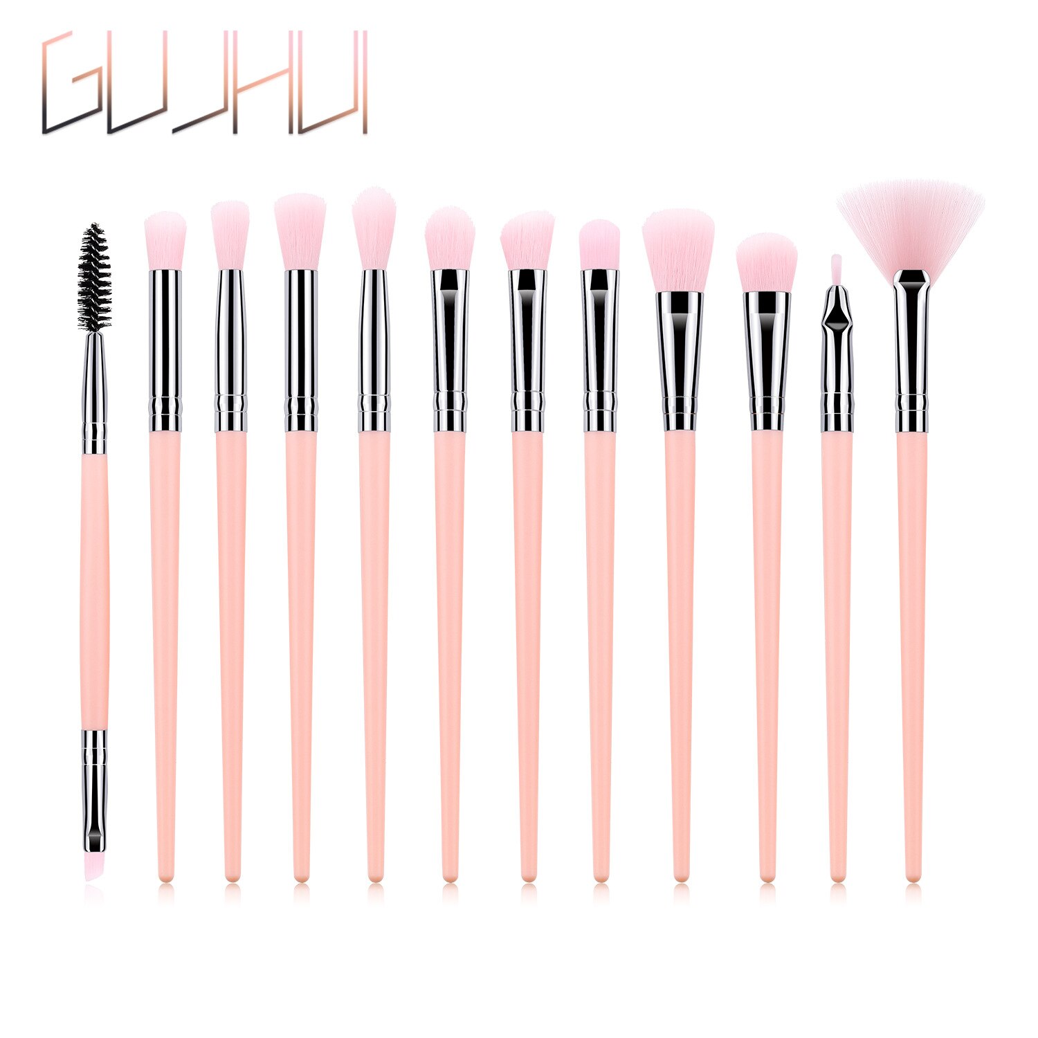 12 Pcs/set Eye Makeup Brush Face Eye Shadow Eyeliner Eyebrow Nylon Fiber Brush Fan-Shaped Brush Cosmetics Tool: 06