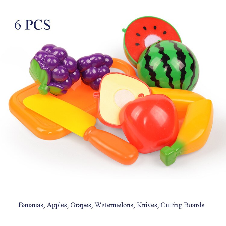 Cutting Fruit Vegetable Food Pretend Play Children For Children Pretend Play Plastic Food Toy: 6 PCS-1