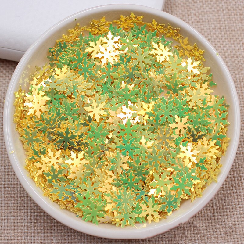 20g Glitter Sneeuwvlok Pailletten voor Ambachten Losse Pailletten Pailetten Naaien Accessoires Kerst Bruiloft Decoratie Confetti 9mm: yellow