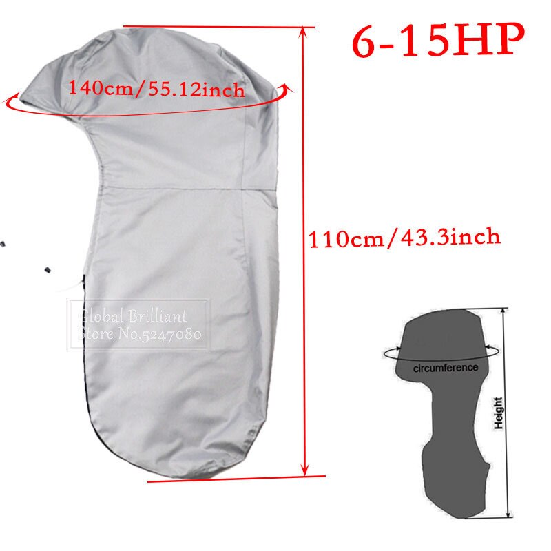 420D Boat Full Outboard Engine Cover Heavy Duty Grey Engine Motor Covers Protector For 6-225HP Waterproof: 6-15hp