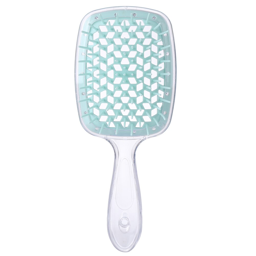 Cepillo de pelo enredado para niña, peines de pelo de dientes anchos, placa grande, masaje del cuero cabelludo, ahuecamiento, herramienta transparente para salón en casa: Transparent Blue