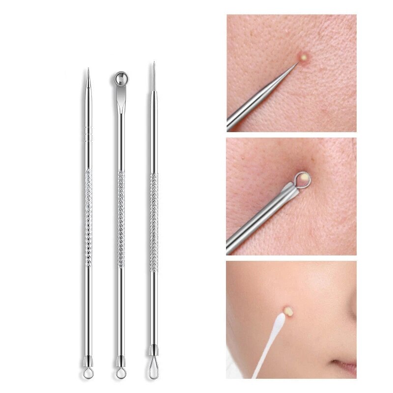 7Pcs/Lot Blackhead Remover Pimple Popper Tool Acne Extractor Kit For Nose Facial Pore Blemish Extraction Popping Needle
