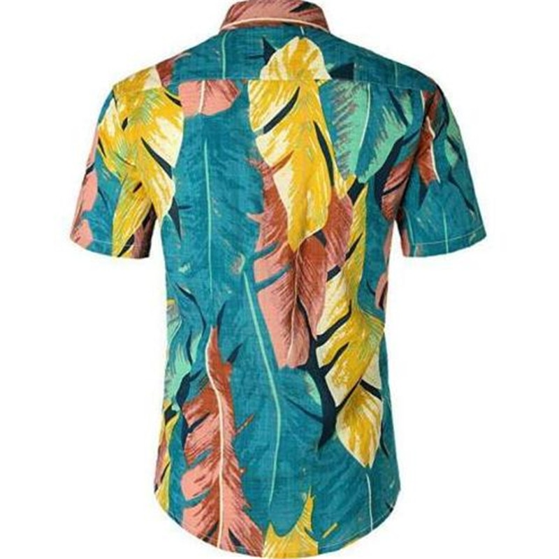 Mannen Hawaiian Shirts Zomer Bloemen Gedrukt Beach Korte Mouw Kamp Casual Shirt Tops Blouse