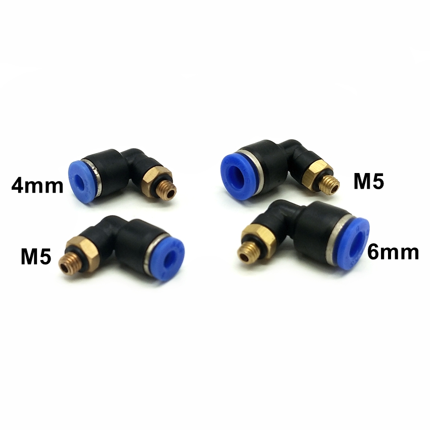 10 stk./parti pneumatiske fittings gevind størrelse  m5 l type fitting rør  od 4mm 6mm 8mm pl4-m5 pl6-m5 pl8-m5