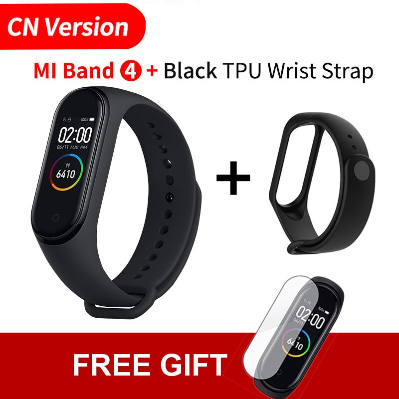 In Voorraad! Xiaomi Mi Band 4 Smart Kleur Screen Armband Hartslag Fitness 135Mah Bluetooth 5.0 50M Zwemmen waterdicht: CN add Black TPU