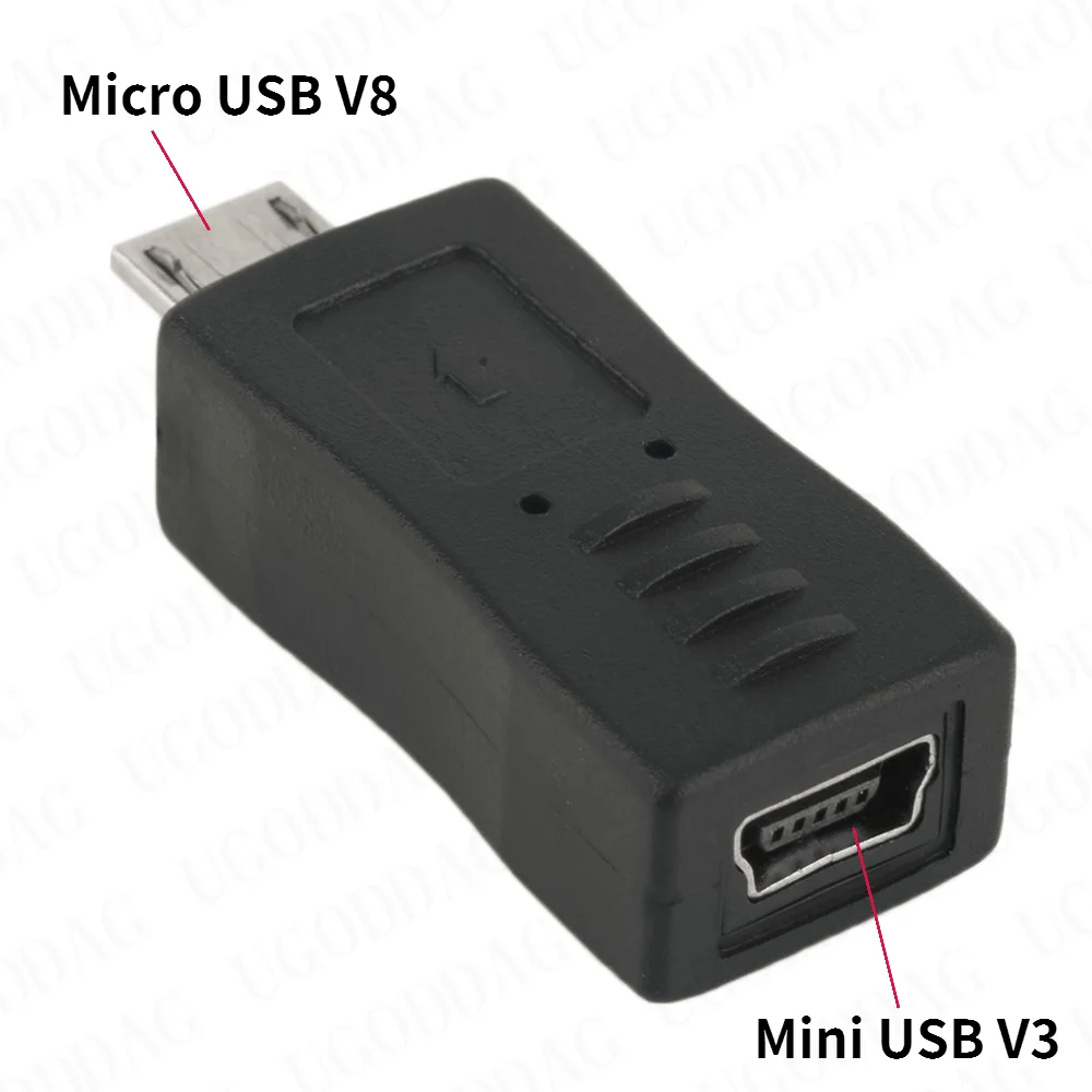 Micro USB Female to Mini USB Male Adapter Charger Converter MiniUSB V3 to MicroUSB V8 Adapter For Mobile Phone Android MP3: WHITE
