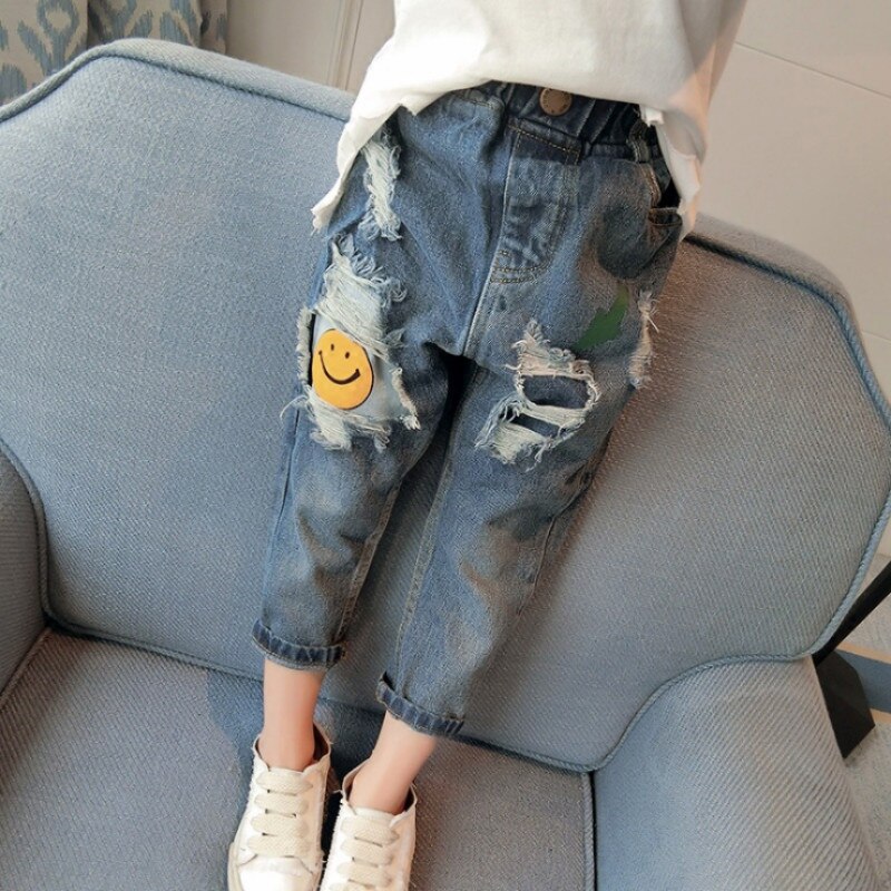 Pantalones vaqueros rasgados para bebés y niñas, Jeans holgados con agujeros, ropa para niños de 2 a 7 años, primavera