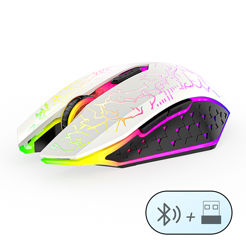 Souris de jeu sans fil Rechargeable 2.4GHz USB souris Bluetooth souris ergonomique silencieuse e-sports rétro-éclairage souris PC pour ordinateur: green