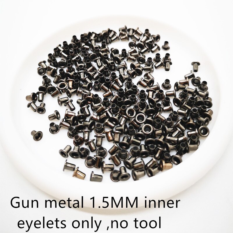 Mini Ösen Niet-Tasche Dekorative Huhn-Eye-Schnalle MINI 400 stücke mit Werkzeug-Kits: 1.5mm gun metal