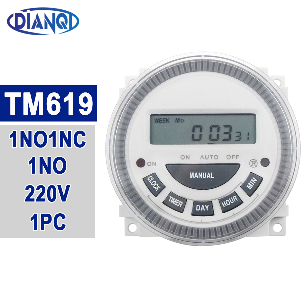 DIANQI TM619 220V 16A Digital Timer controller 7 Days Weekly Programmable Timer switch Hour Minute Count CN304 1NO 1NO1NC