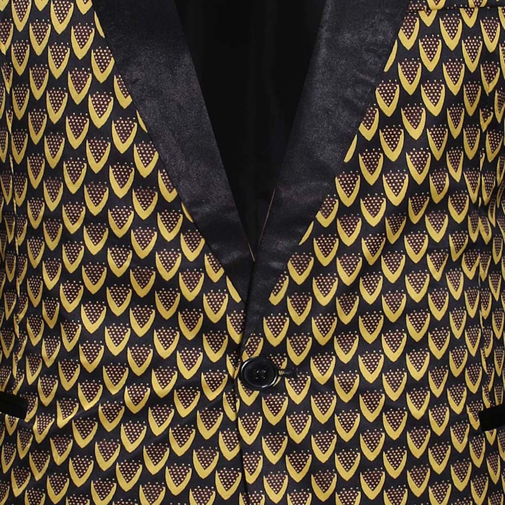 JAYCOSIN Men's Printed Blazer - Single Breasted Notched Collar Casual Outwear