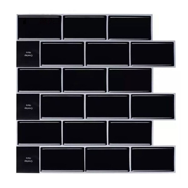 white brick Subway Tile Self Adhesive Wall Sticker DIY Kitchen Bathroom Home Decor 3D adesivo de parede Stone Mosaic Geometric: black