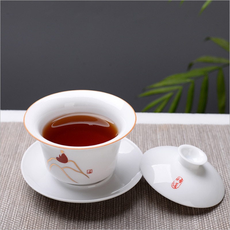 Hvidben kina gaiwan tea set, kung fu teaet tekande, rejse keramisk tea set, kinesisk porcelæn gaiwan cup
