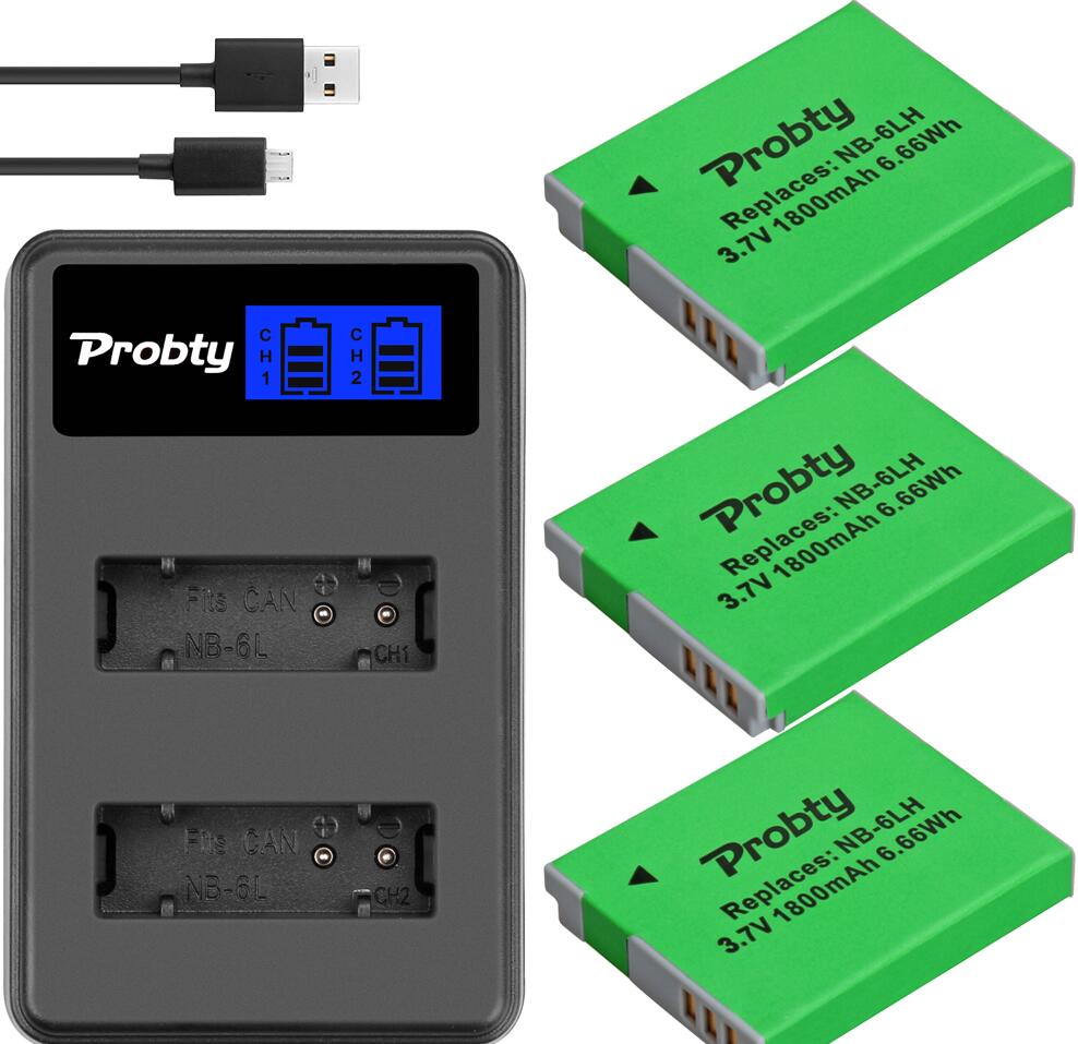 NB-6L 6LH Batterij + lader voor Canon IXUS 85 95 IS SX275 SX280 SX510 D10 S90 SD3500 IS SD3500IS SD3500 IS SD3500IS: 3battery and charger
