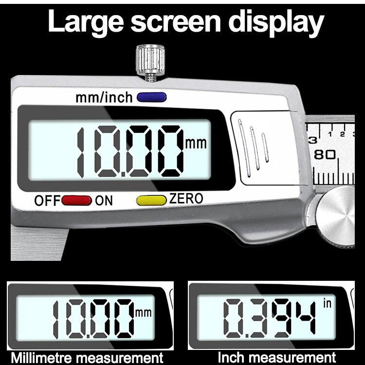 Calibradores digitales de 6 pulgadas y 150mm, calibrador Vernier digital electrónico de acero inoxidable, Micrómetro de fibra de carbono y Metal, herramienta de medición
