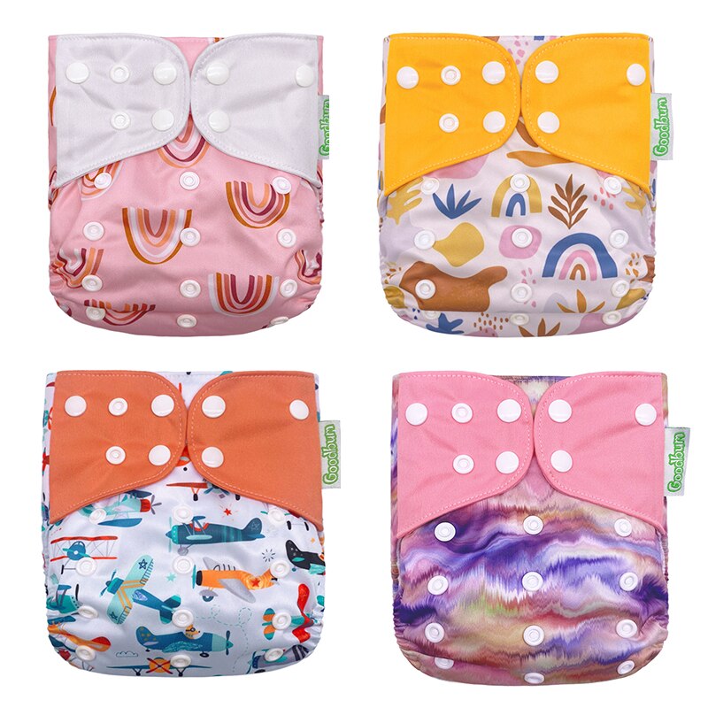 Babytygsblöjor återanvändbara tvättbara blöjor med tryck en storlek passar alla vattentäta babyblöjor blöjficka