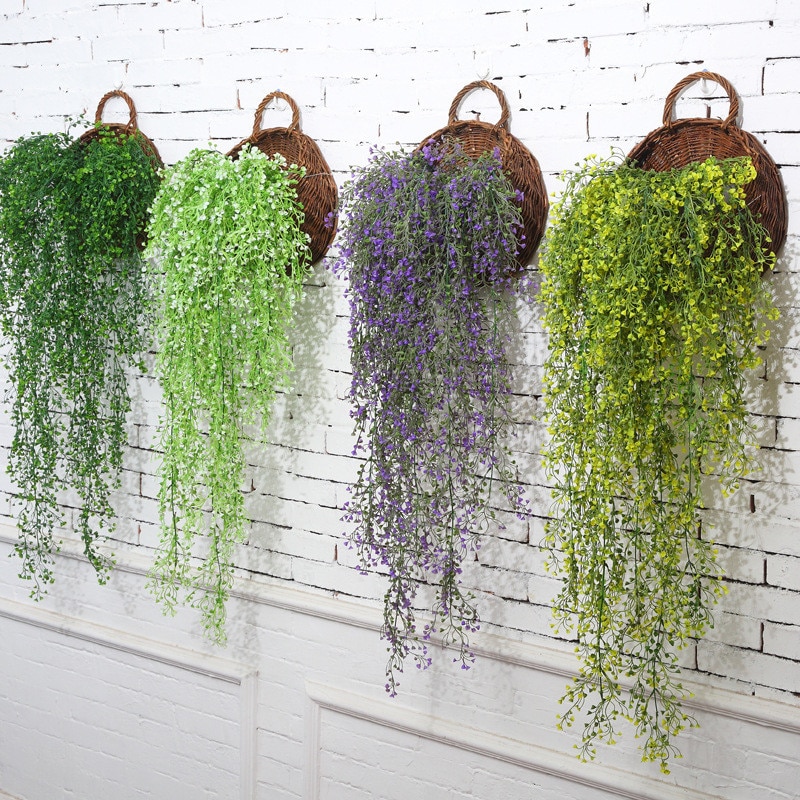 Kunstige planter hængende hjem bryllup dekoration vin grønt krans imiteret pil rattan hjem have bryllup dekoration