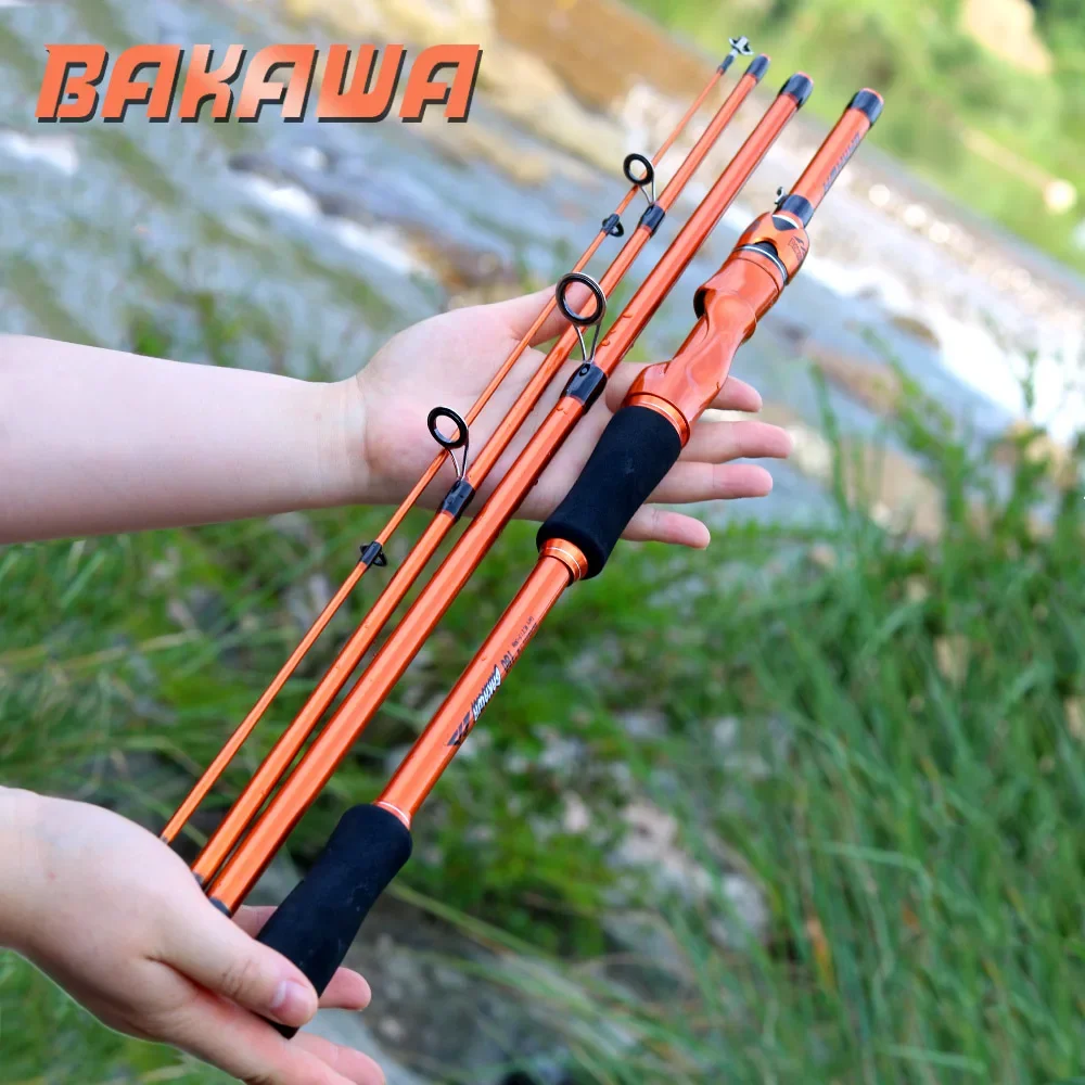 Bakawa vara de pesca de 4 seções, 1.8m 2.1m, fundição giratória, isca de luz rápida, alimentador de carpa, água salgada, equipamento de água doce