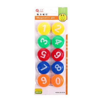 Kleurrijke circulaire magnetische gesp en schoolbord magneet absorber onderwijs whiteboard magneet absorber pin 30mm: Digital 10pcs M
