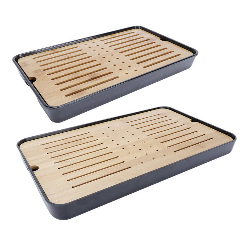 Rectangle Bamboo Tea Tray Teapot Mat Serving Tray Draining Board Tea Set Home Kitchen Use