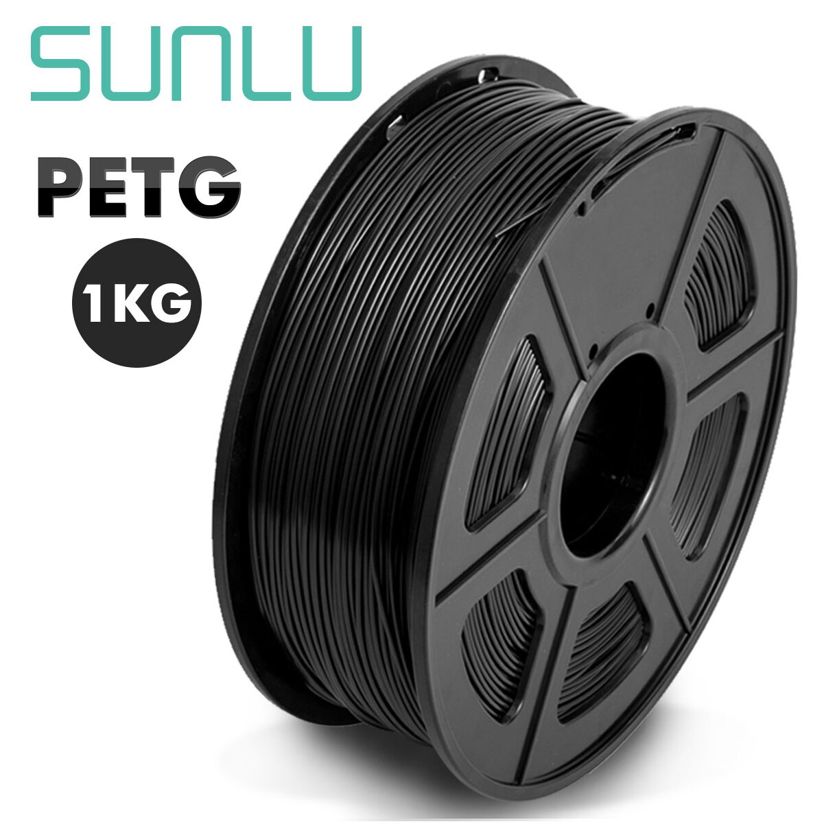 1.75mm petg-filament, het beste voor het printen van lampenhangers 100%  petg-filament zonder bubbels 3d printerfilament 1kg/2.2 lbs met spoel: Petg-zwart