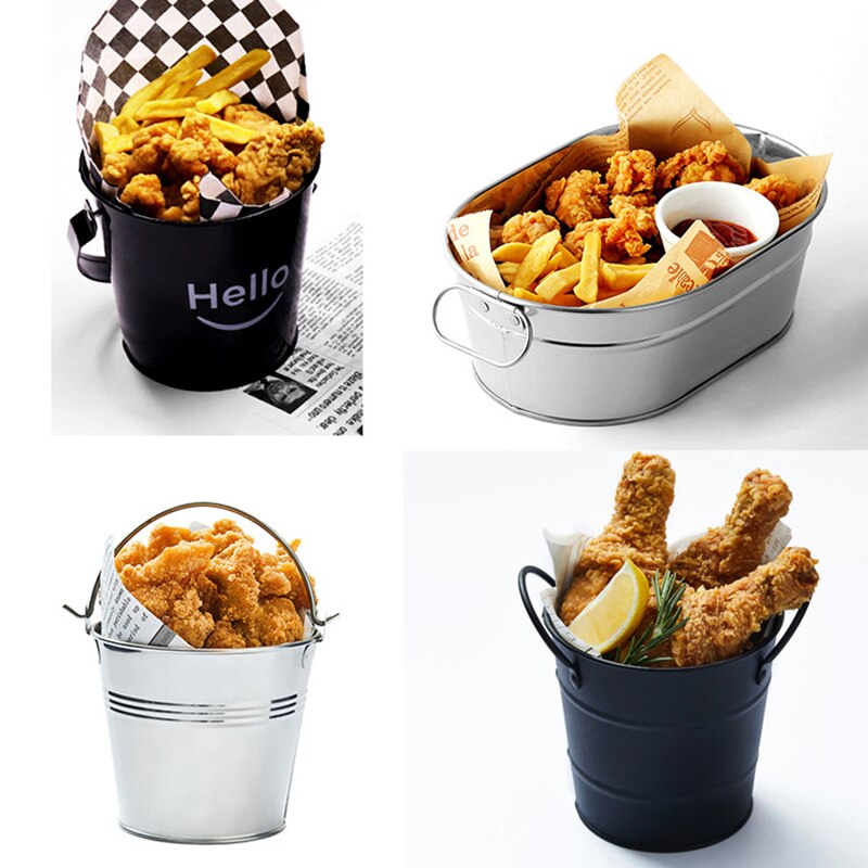 Secchiello per il ghiaccio patatine fritte secchiello piccolo caffetteria Bar Party creativo Mini secchiello per il ghiaccio patatine fritte barile ferro