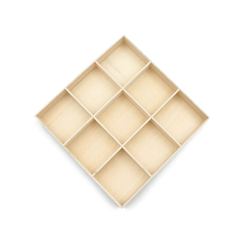 Nine Grid Unfinished Wood Craft Box Unfinished Wood Wooden Unfinished Storage Box Make Your Own Box, Jewelry Box