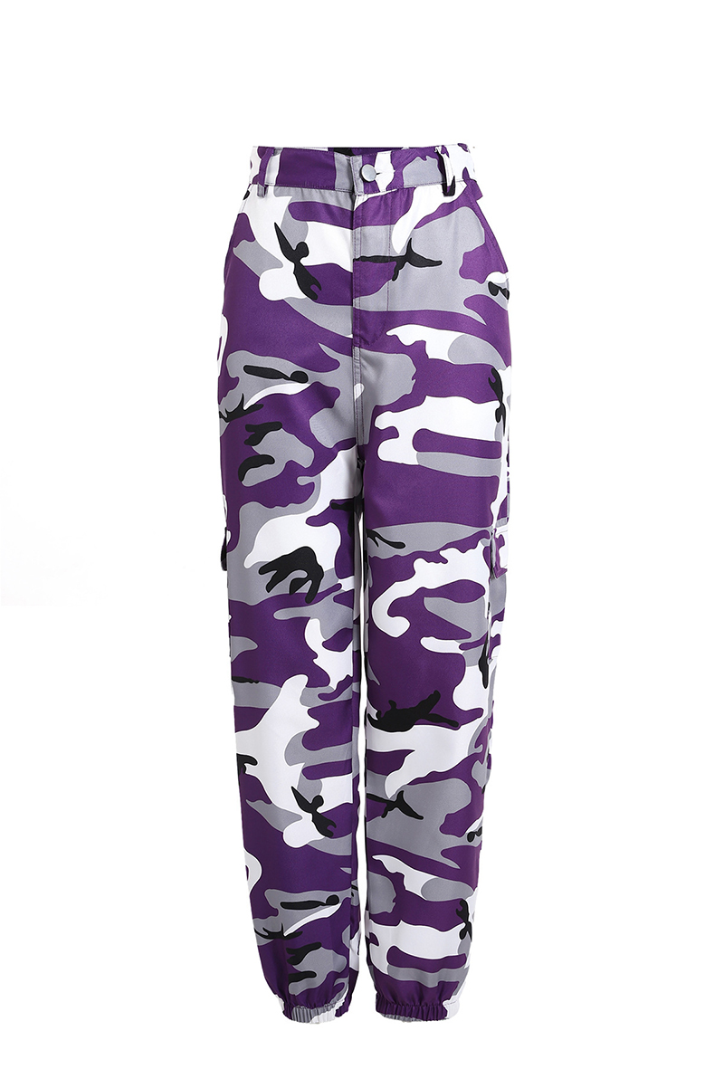 Wish's camouflage workwear denim casual pants Harlan pants: M / PURPLE