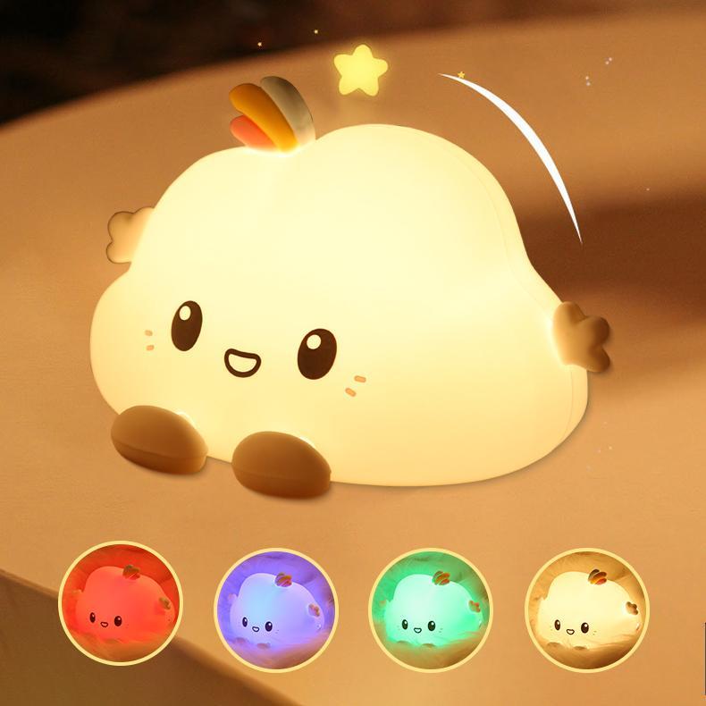 Luz nocturna, lámpara de silicona con forma de Animal, recargable por USB, luz suave y cálida, decoración de cabecera de habitación: Verde oscuro