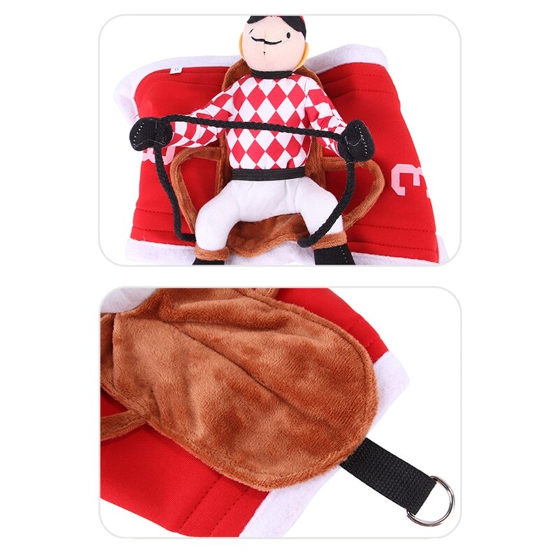 Funny Pet Riding Horse Costume Dog Rider Clothes Halloween Chrismas Cute Suit B2QB
