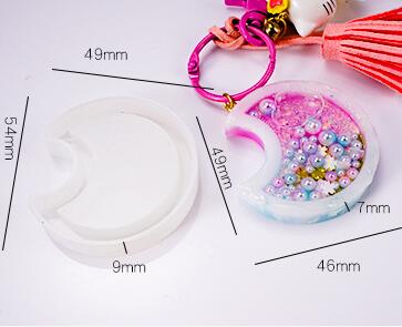 Silikonform für treibsand-shake-eiscreme-anhänger, tropfende eis am stiel-harzform, sternenbär-schlüsselanhängerform, kawaii-bastelbedarf, uv-harz-zubehör: Mond